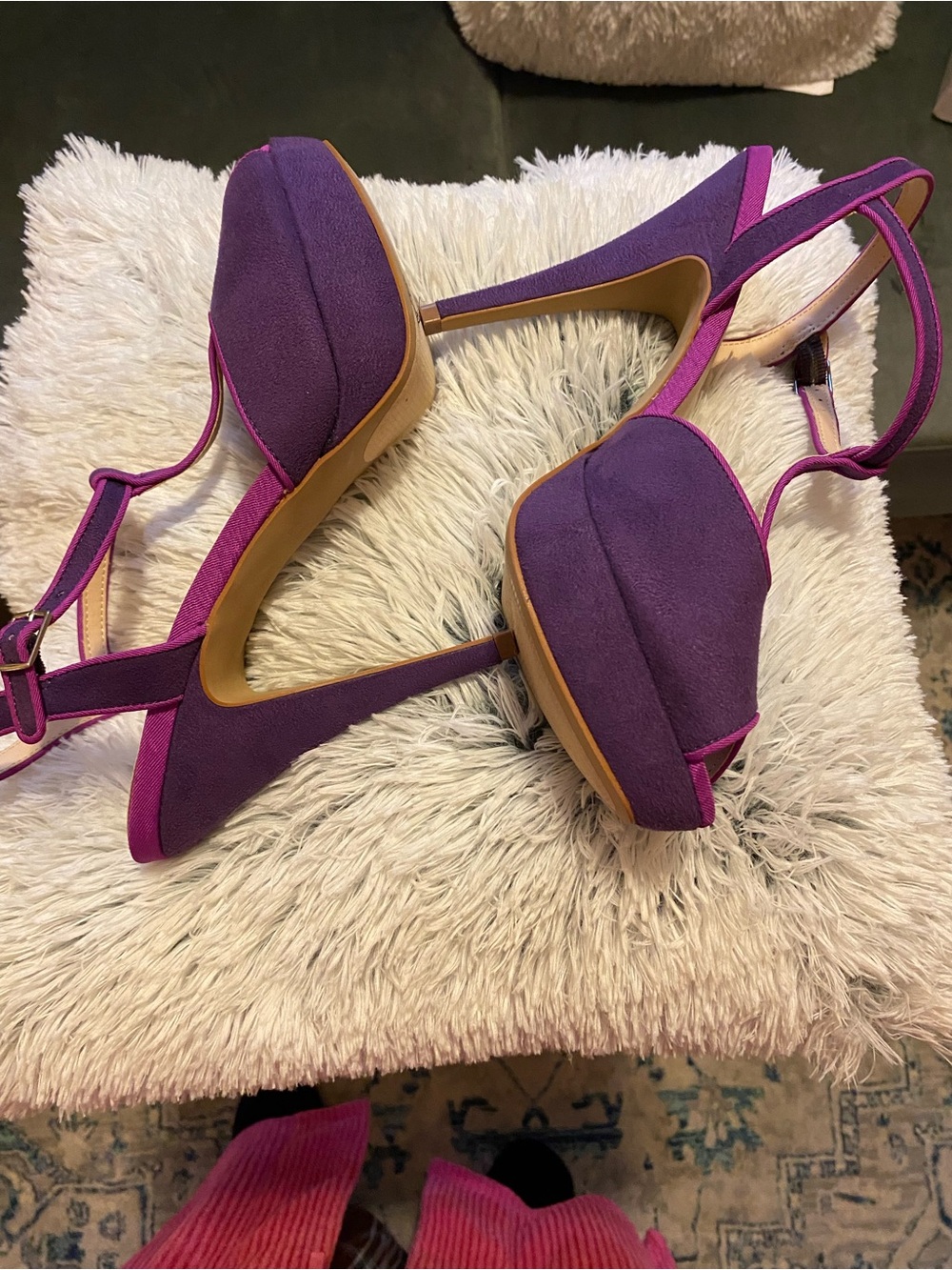 Elle Purple and Pink Platform Slingback Heels